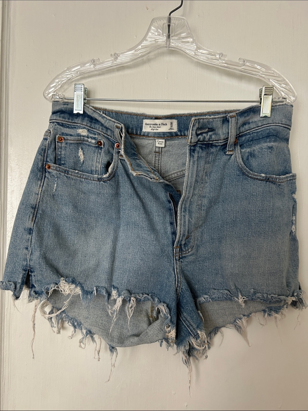 Abercrombie & Fitch Light Blue Frayed Hem Denim Shorts
